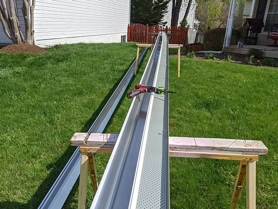Seamless gutters being prepared Seamless gutters being prepared